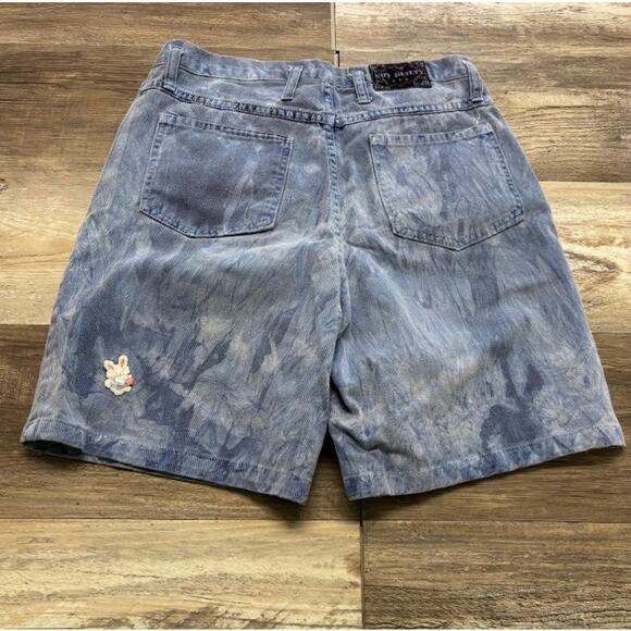 Vintage‎ Not Guilty Blue Mens 31" Bunny Patch Button Fly Denim Shorts Marble Dye - Picture 1 of 12